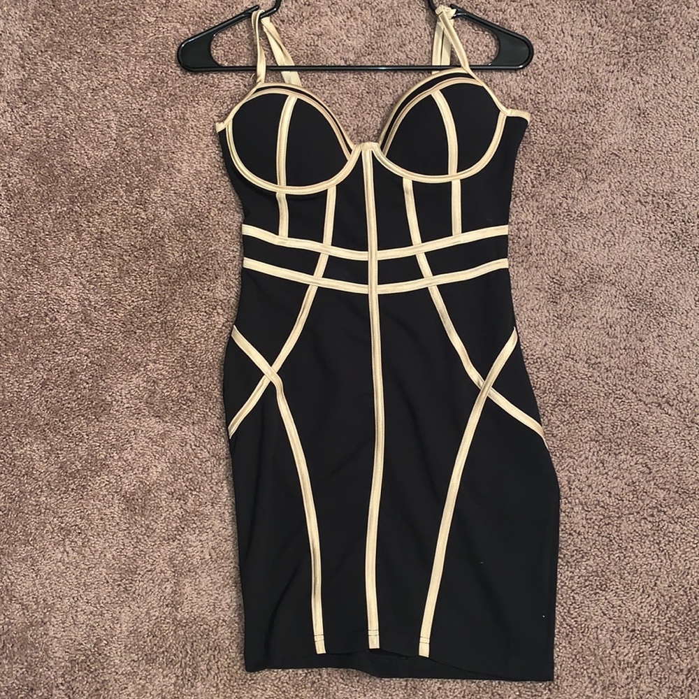 Black and Gold Mini Dress